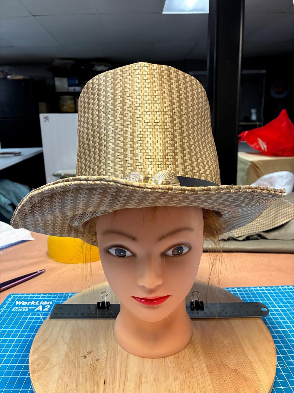 Rock & Roll Top Hat, Handcrafted in Rhode Island, Gold Woven Western Hat, OOAK